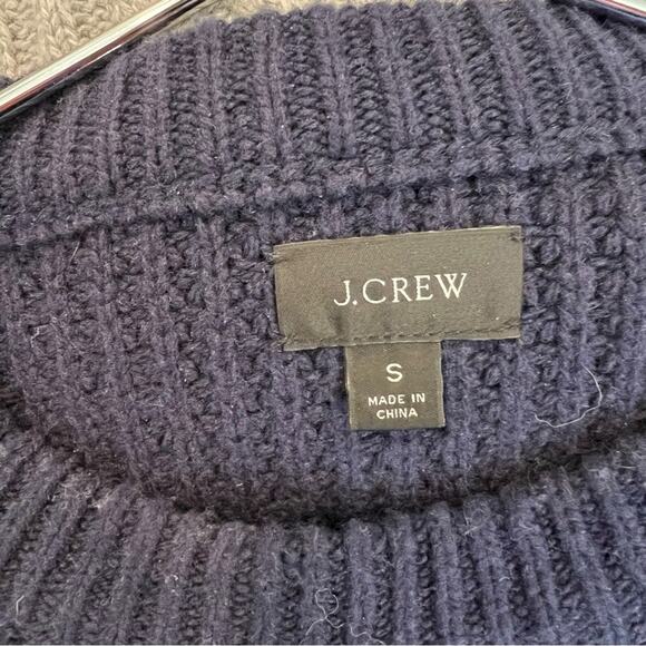J Crew Rugged Merino Wool Mixed-Knit Crewneck Sweater cable knit gray blue J7717 - Picture 5 of 6